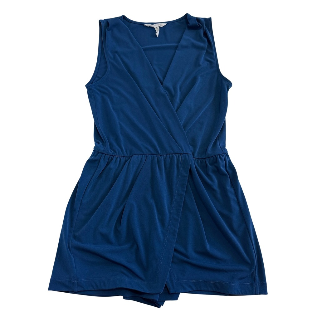 BCBGeneration Splash Blue Sleeveless V-Neck Wrap Skort Romper Sz S Small